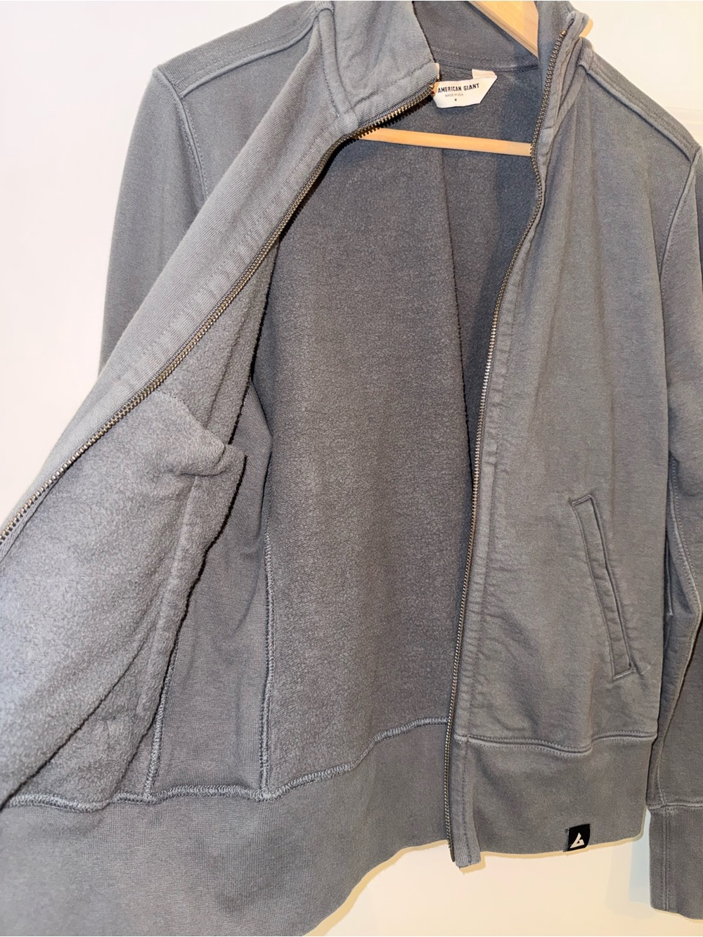 American Giant Women’s Moto Bomber Fleece Zip Jacket in Iron Gray M - Picture 3 of 5